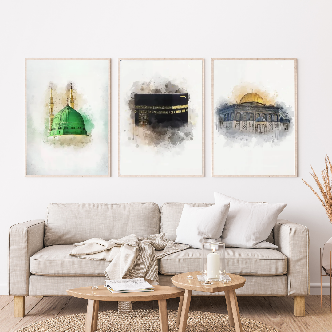 Islamic Wall Art - Masjid Al-Aqsa Watercolor Canvas