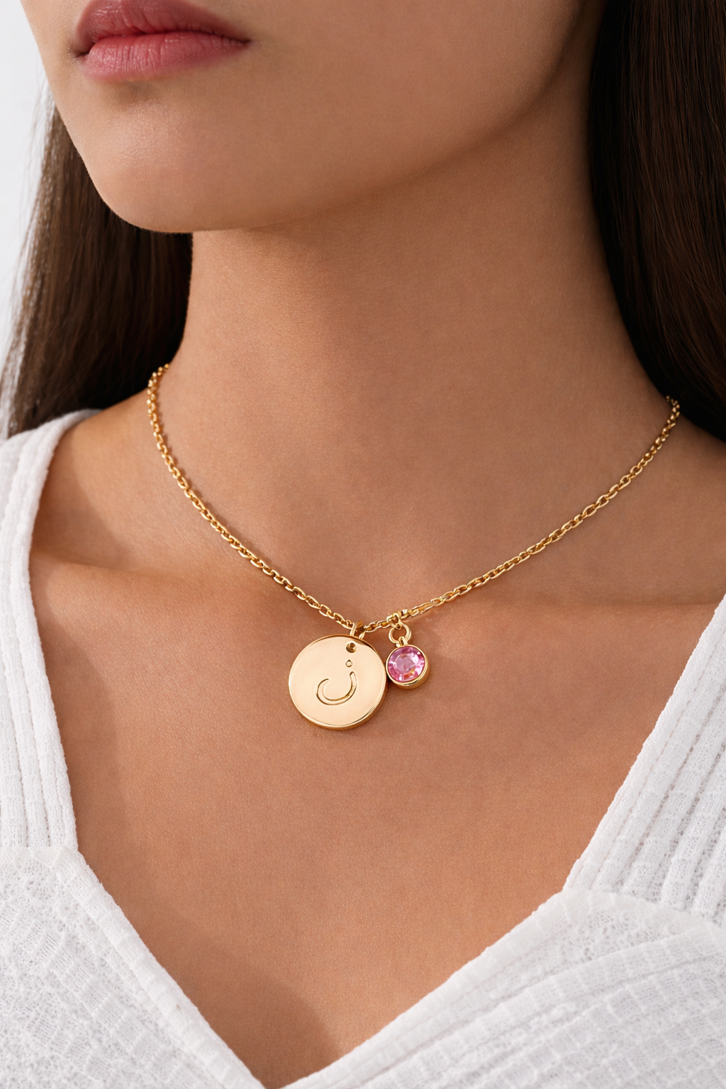 Arabic Initial Letter Necklaces With Birthstone