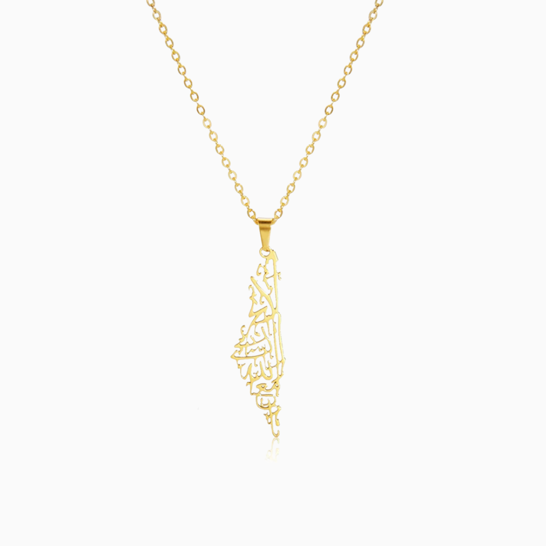 Palestine Map Necklace - Shahada Calligraphy
