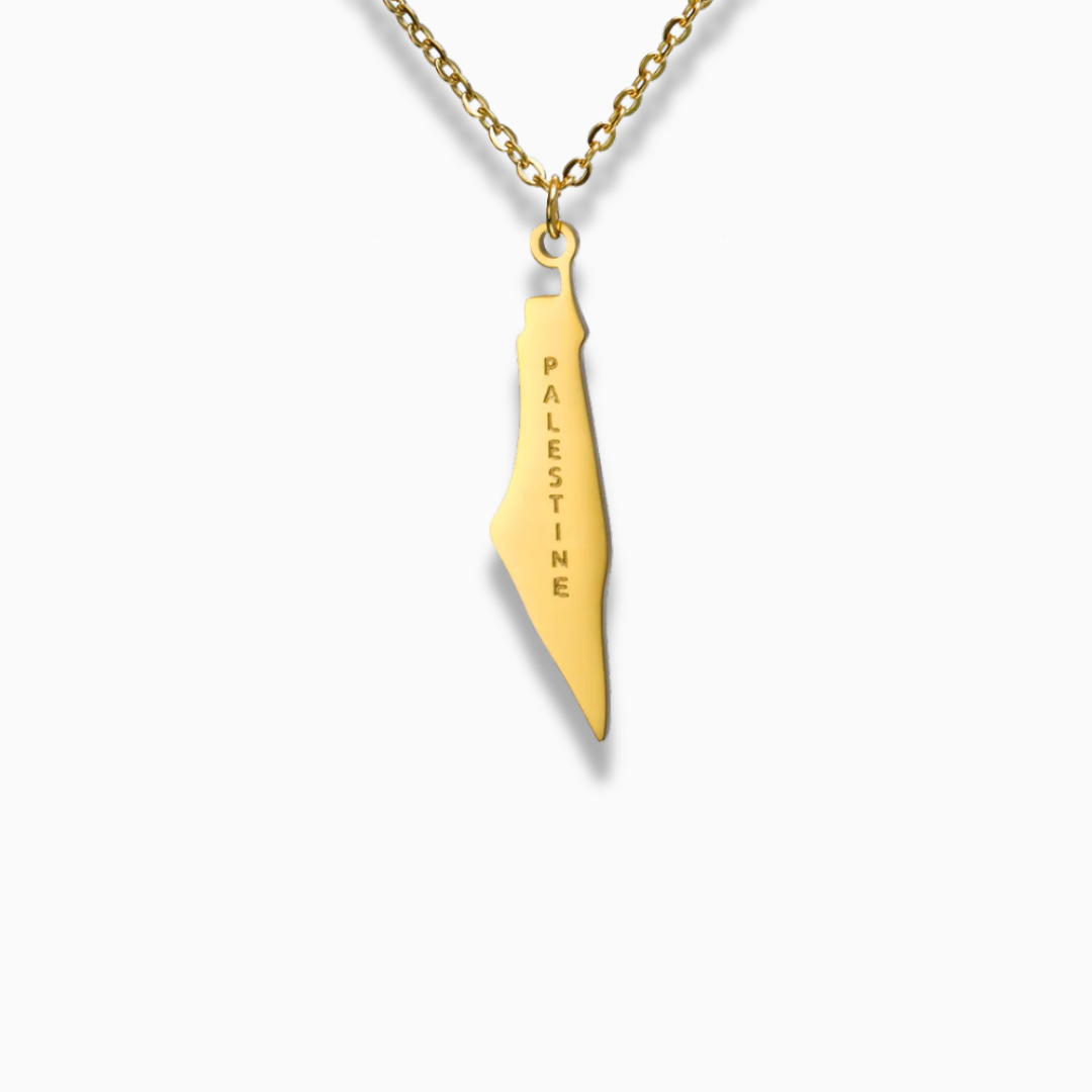 Palestine Map Engraved Necklace