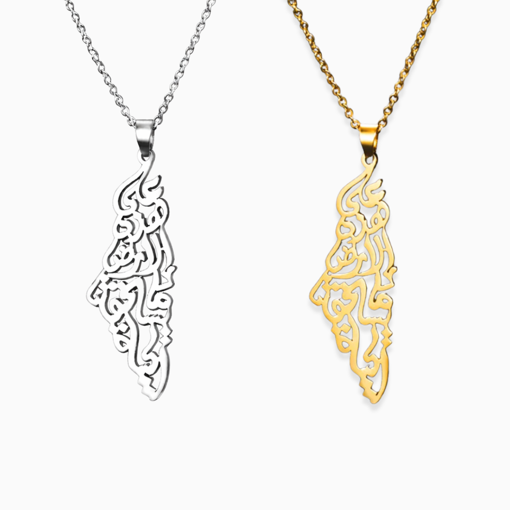 Mahmoud Darwish Necklace Palestine Map Charm and Necklace