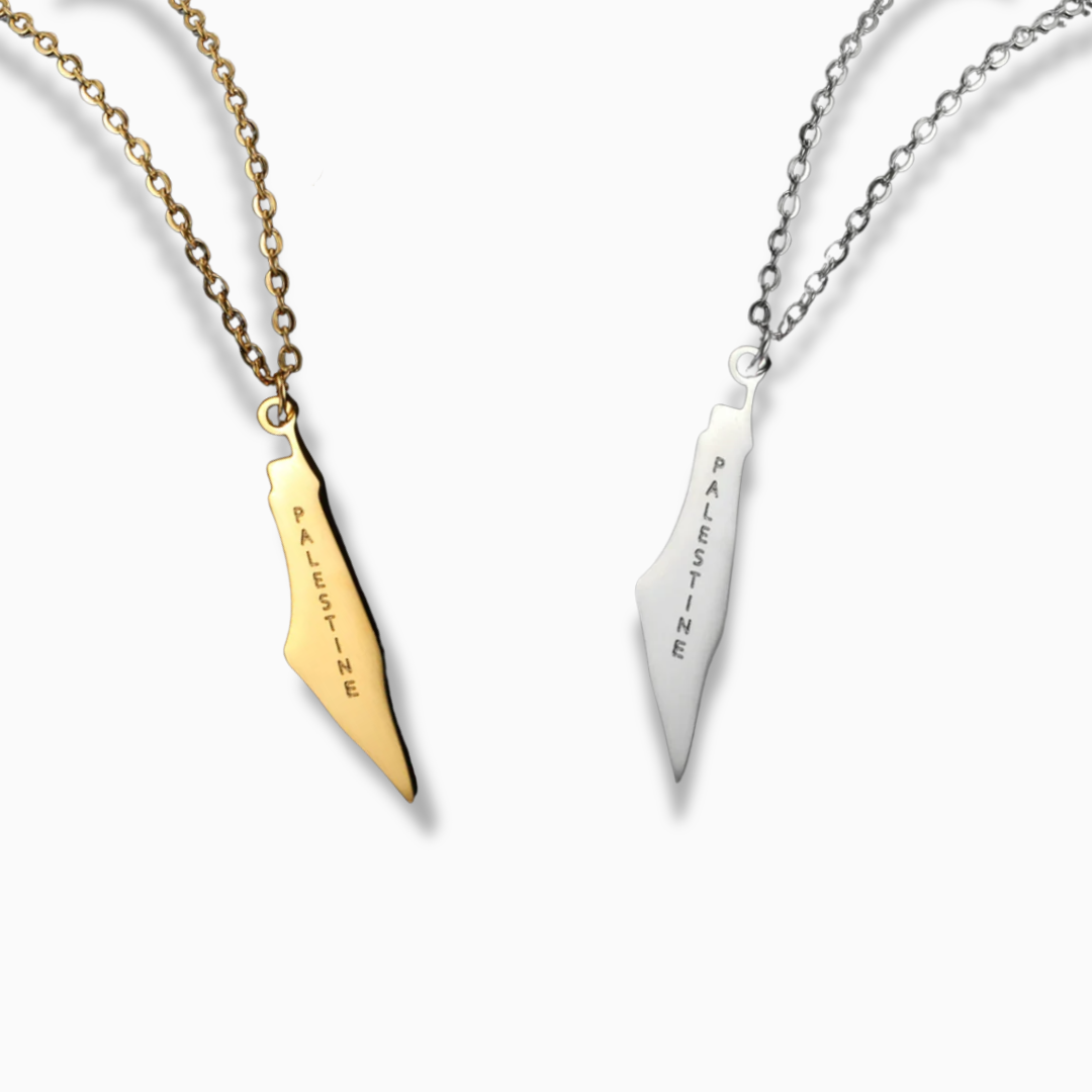 Palestine Map Engraved Necklace