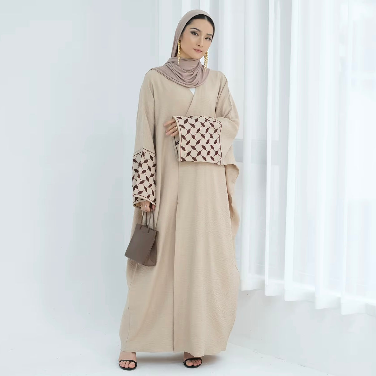 Open Abaya – Keffiyeh Print Abaya