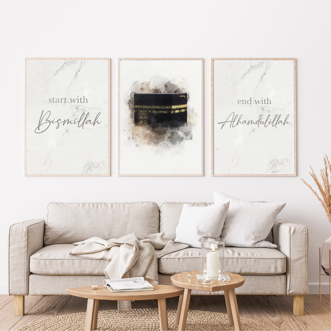Islamic Wall Art - Kaaba Watercolor Canvas