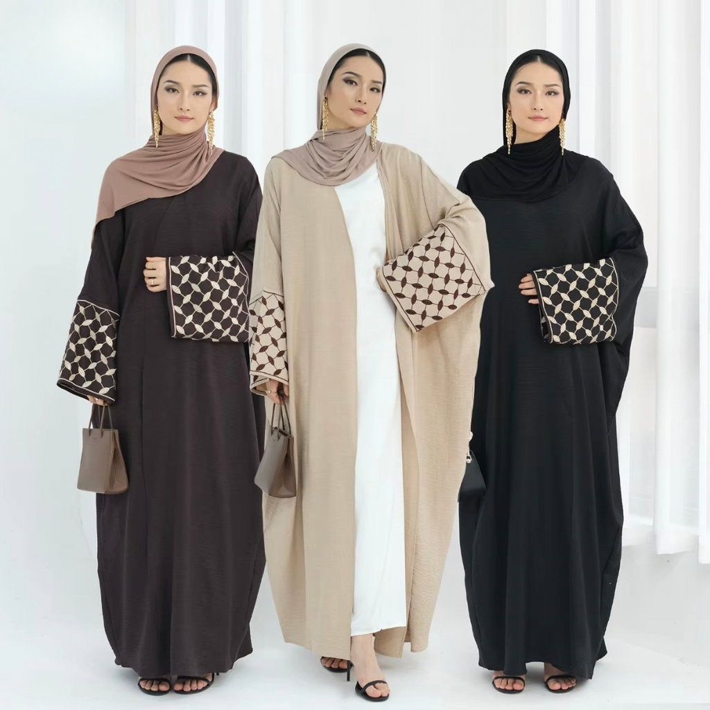 Open Abaya – Keffiyeh Print Abaya