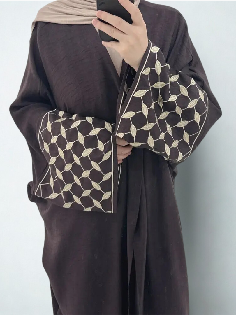Open Abaya – Keffiyeh Print Abaya