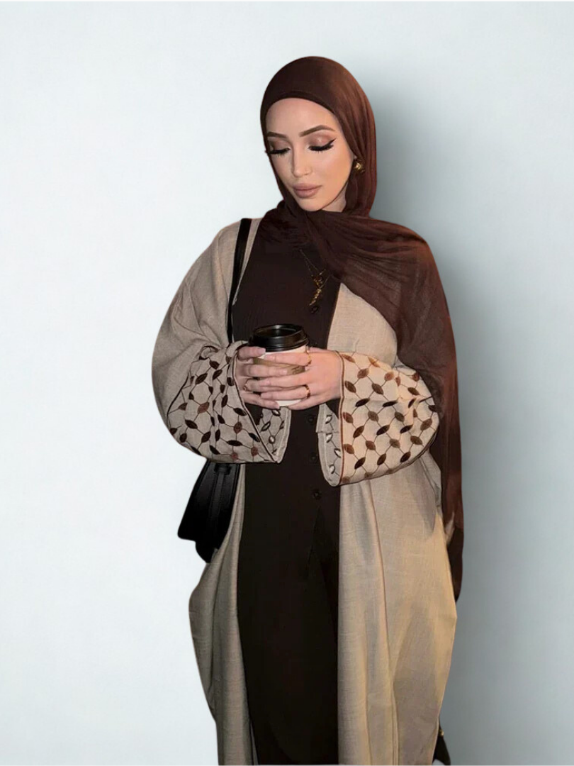 Open Abaya – Keffiyeh Print Abaya