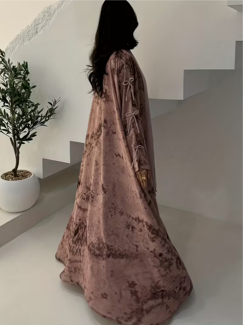 Floral Open Abaya and Hijab Set