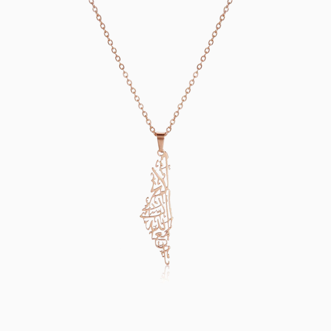 Palestine Map Necklace - Shahada Calligraphy