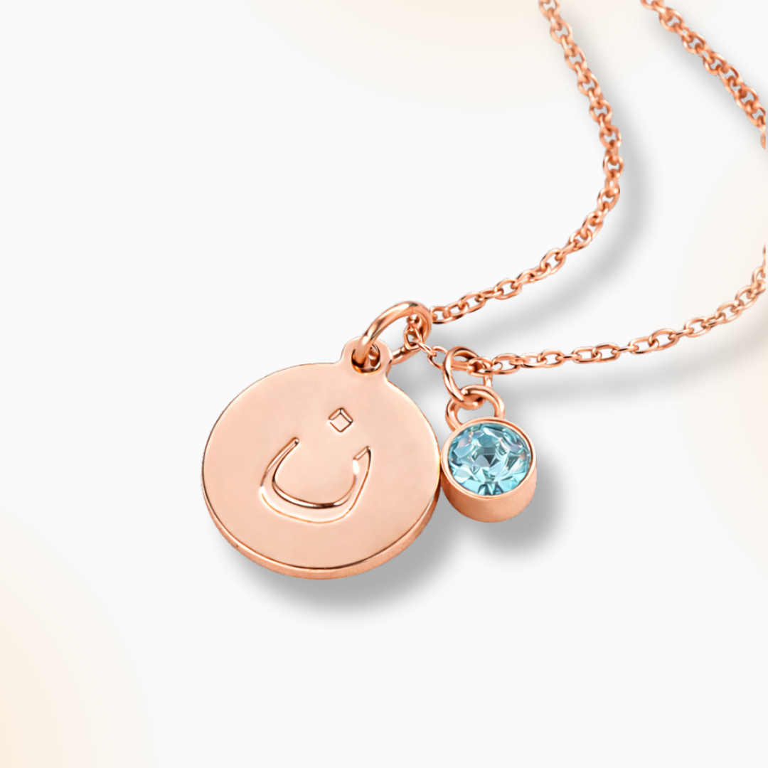 Arabic Initial Letter Necklaces With Birthstone