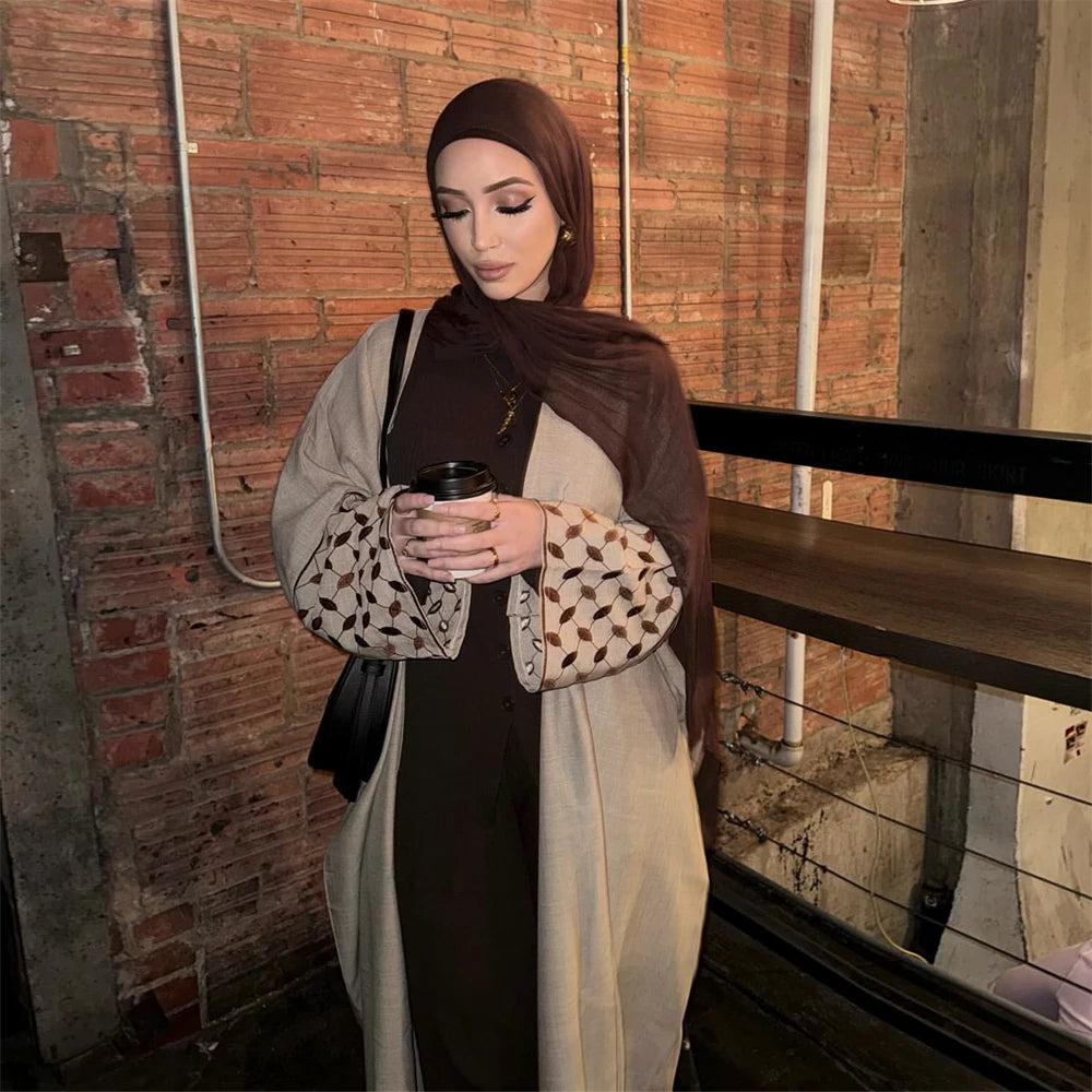 Open Abaya – Keffiyeh Print Abaya