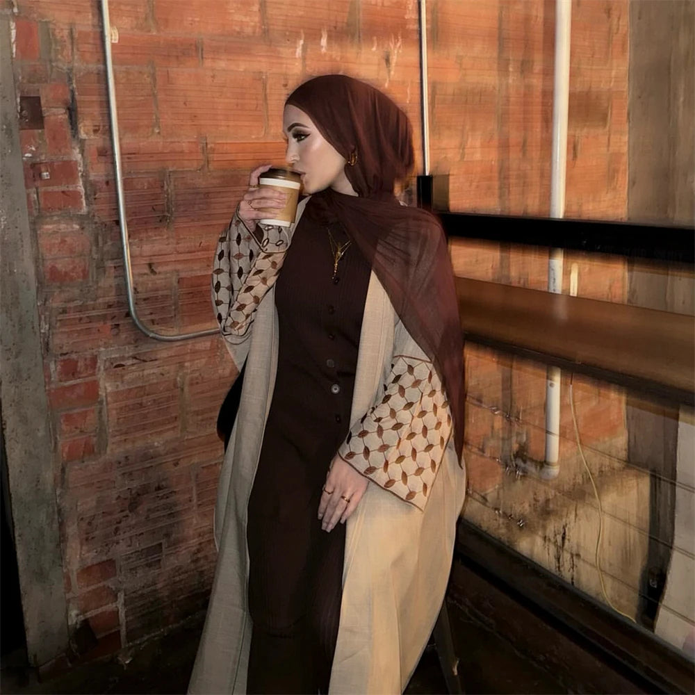 Open Abaya – Keffiyeh Print Abaya