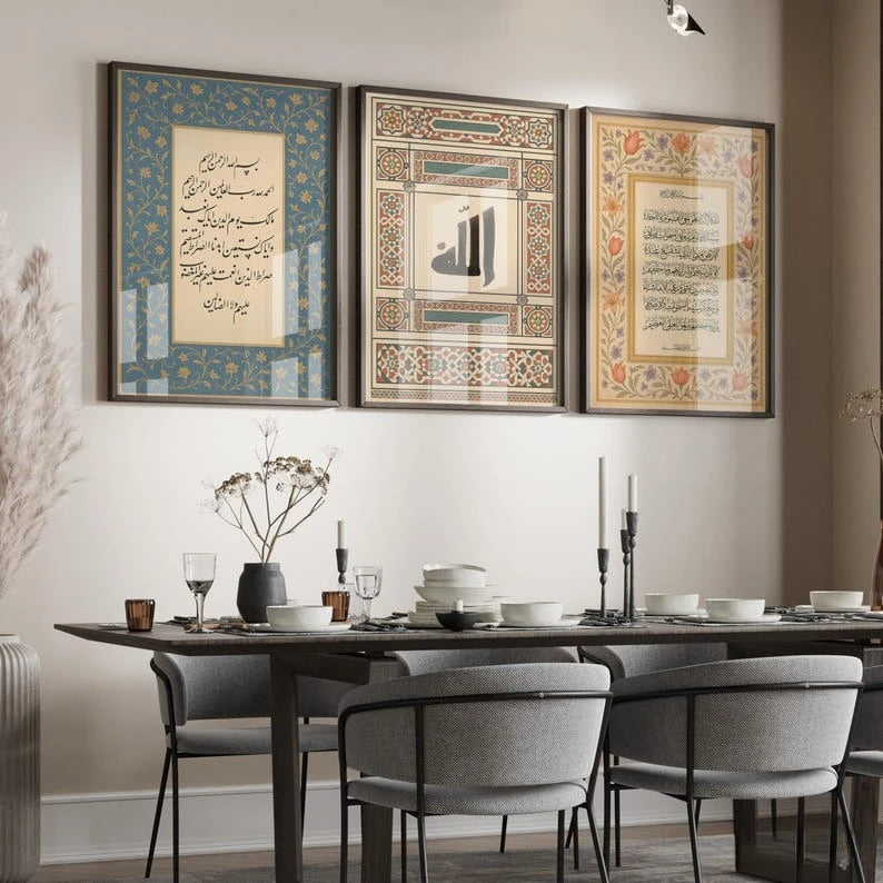 3‑Piece Islamic Wall Art Canvas Set