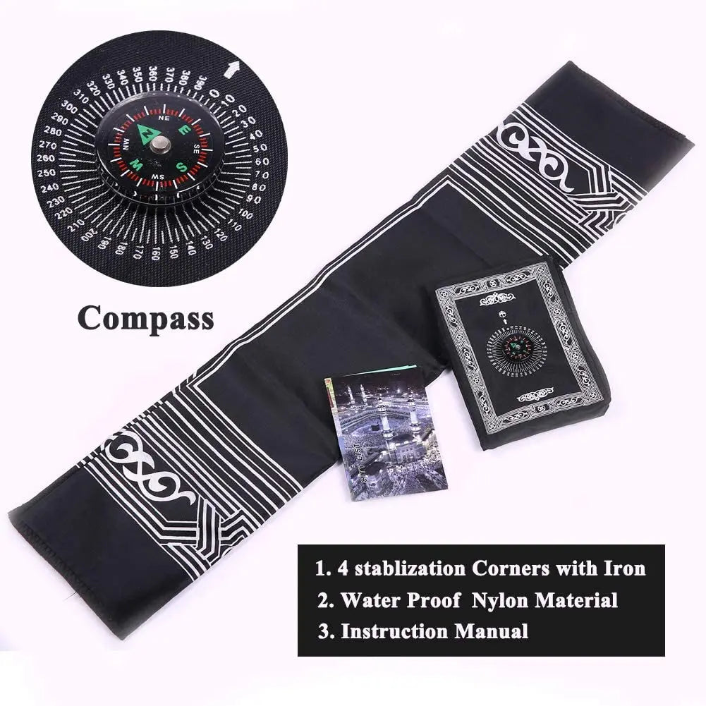 Portable Travel Prayer Mat - With Qibla Finder