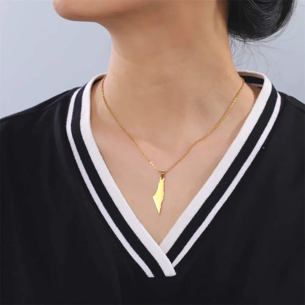 Palestine Map Pendent and Necklace