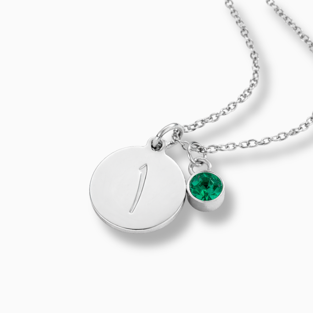 Arabic Initial Letter Necklaces With Birthstone