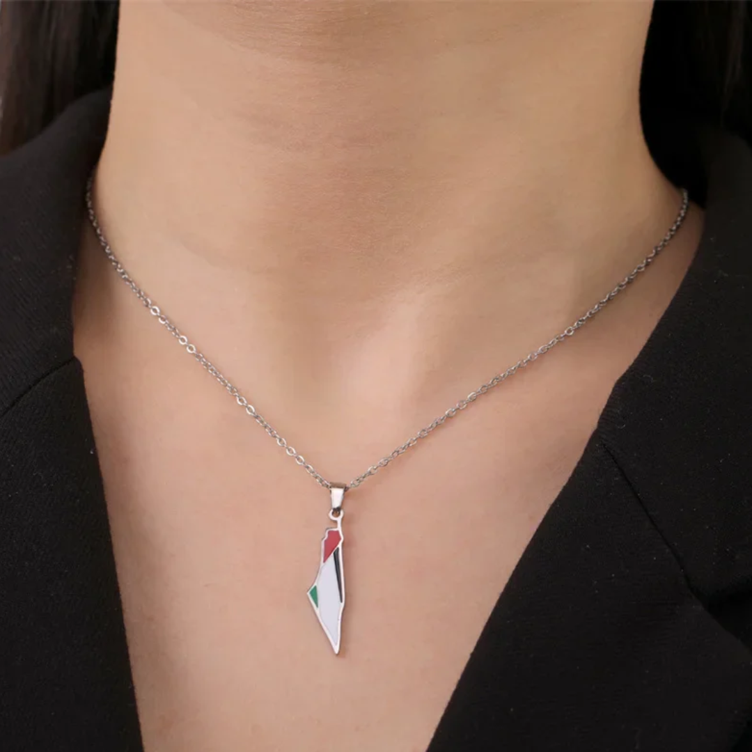 Palestine Flag Enamel Necklace