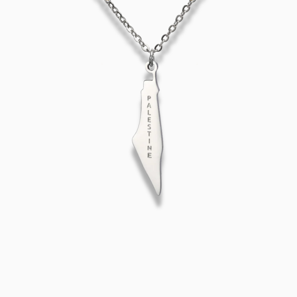 Palestine Map Engraved Necklace